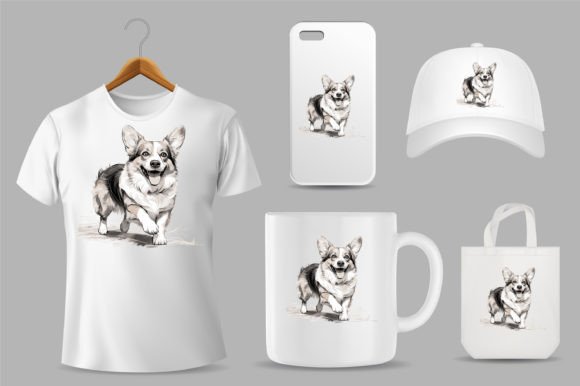 Corgi Dog on Different Product Templates: A Designer's Playful Asset