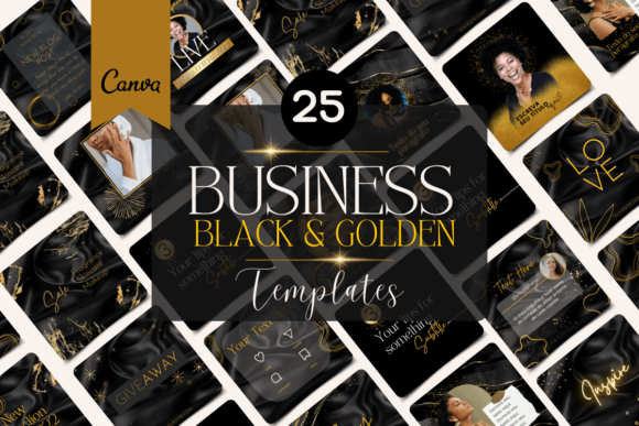 Elevate Your Brand with Black & Golden Canva Templates