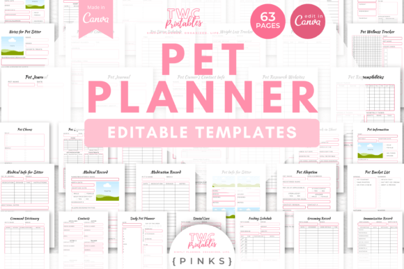 Streamline Pet Care: The PINKS Planner Canva Templates