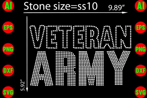 Veteran Army Rhinestone Templates Design for Bold Projects